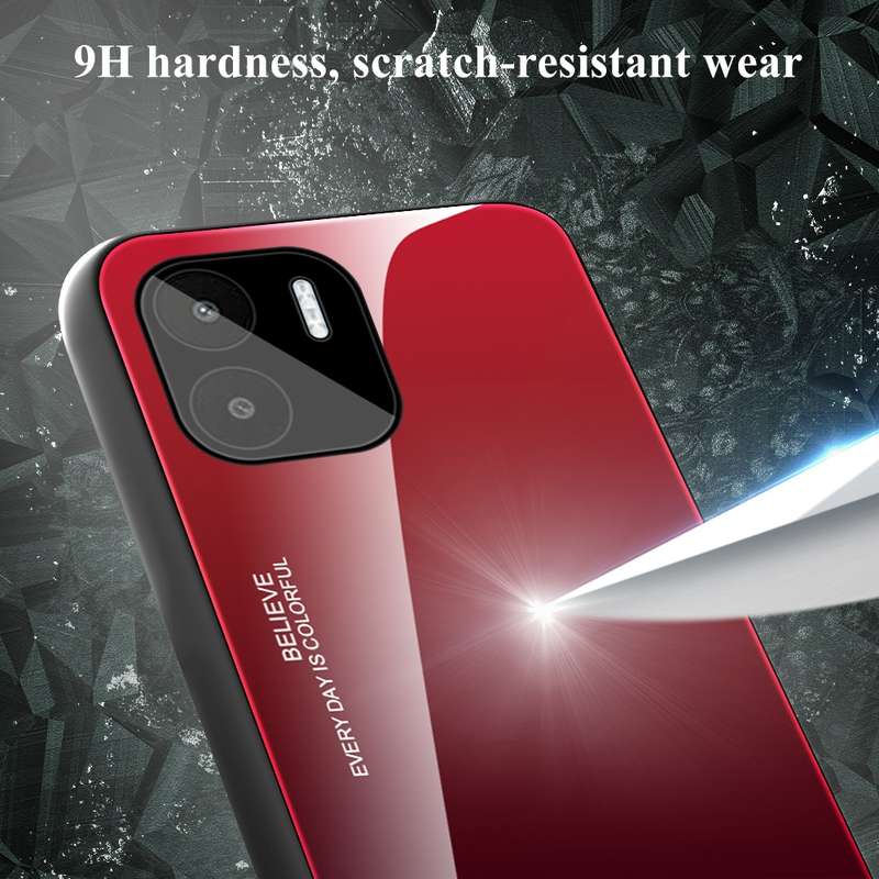 For Xiaomi Redmi A1 4G Gradient Color Glass Phone Case(Blue Black)