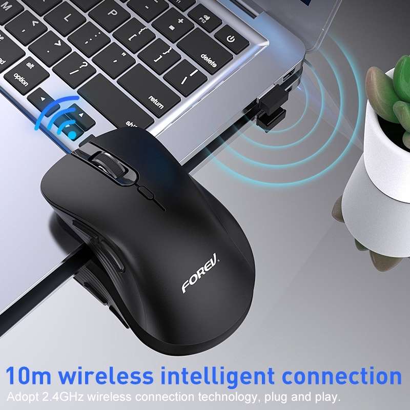 FOREV FV-G200 Wireless Ergonomic Vertical Side Button Mouse(Milk Tea Color)