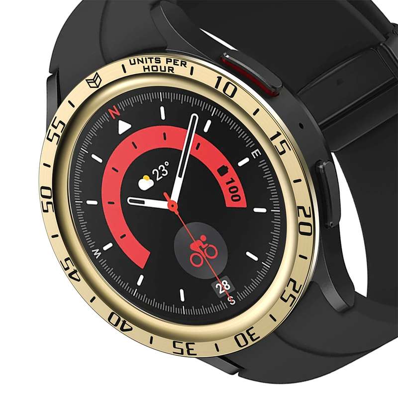 For Samsung Galaxy Watch5 Pro 45mm A Style Dial Steel Protective Frame(Black)