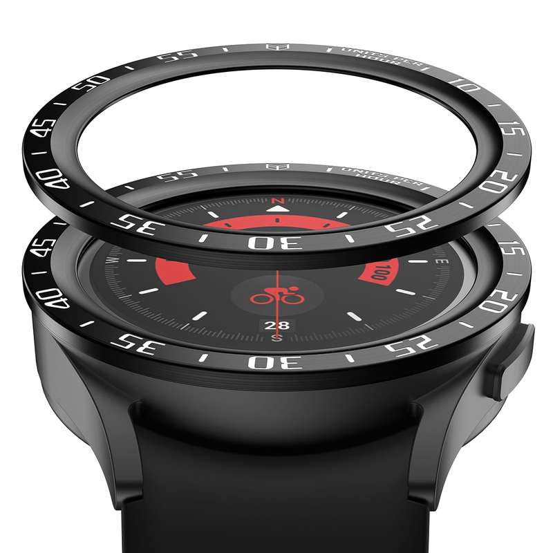 For Samsung Galaxy Watch5 Pro 45mm A Style Dial Steel Protective Frame(Black)