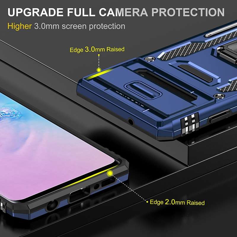 For Samsung Galaxy S10 Armor PC + TPU Camera Shield Phone Case(Light Blue)