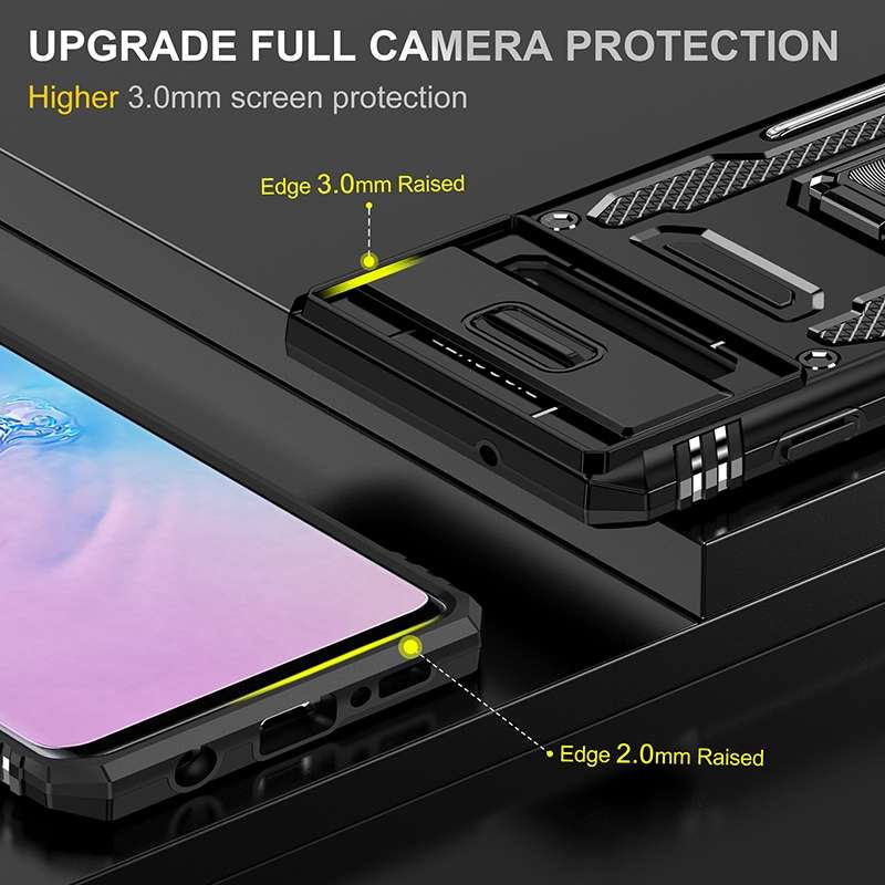 For Samsung Galaxy S10 Armor PC + TPU Camera Shield Phone Case(Light Blue)