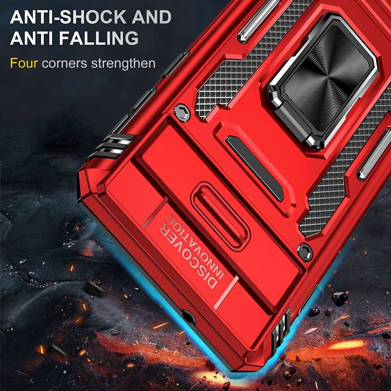 For Samsung Galaxy S10 Armor PC + TPU Camera Shield Phone Case(Light Blue)