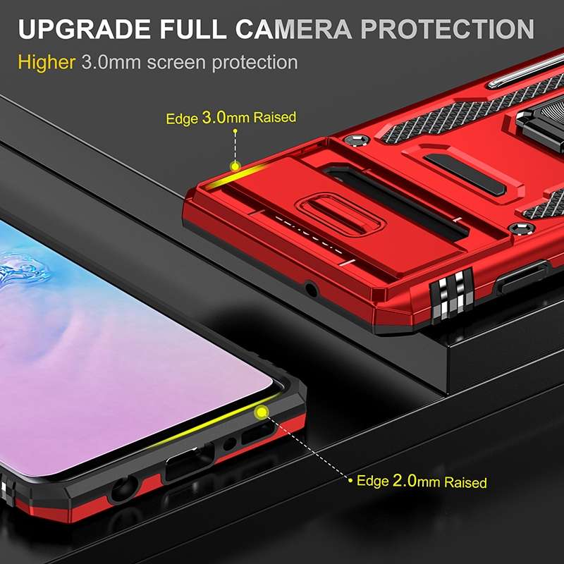 For Samsung Galaxy S10 Armor PC + TPU Camera Shield Phone Case(Light Blue)