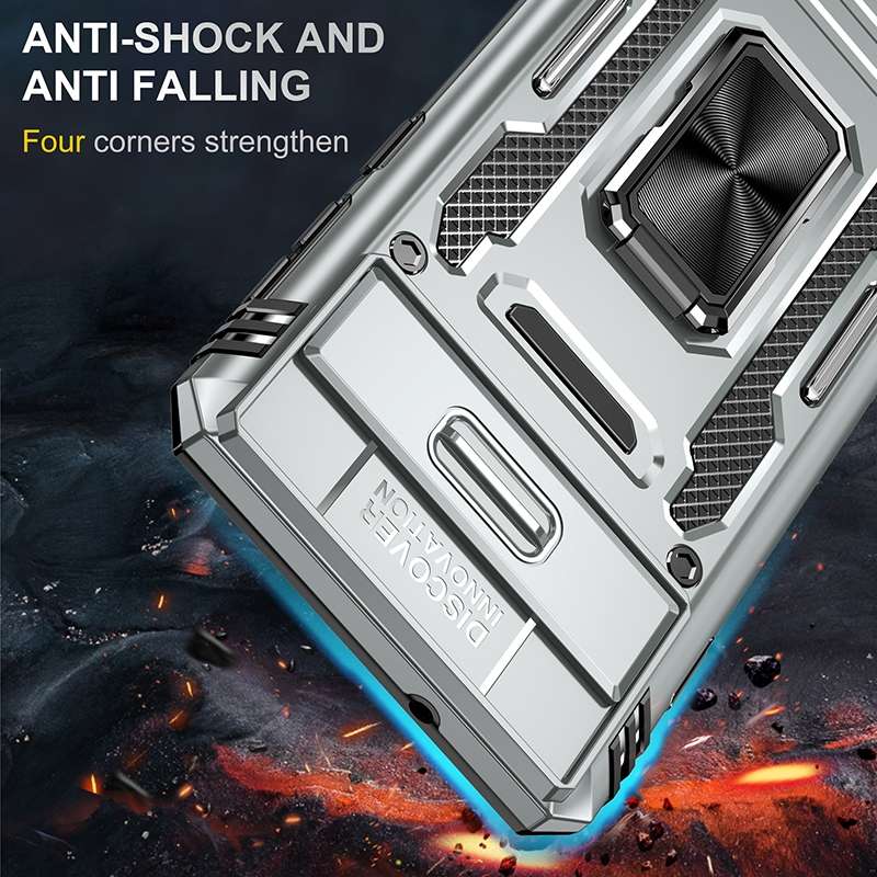 For Samsung Galaxy S10 Armor PC + TPU Camera Shield Phone Case(Light Blue)