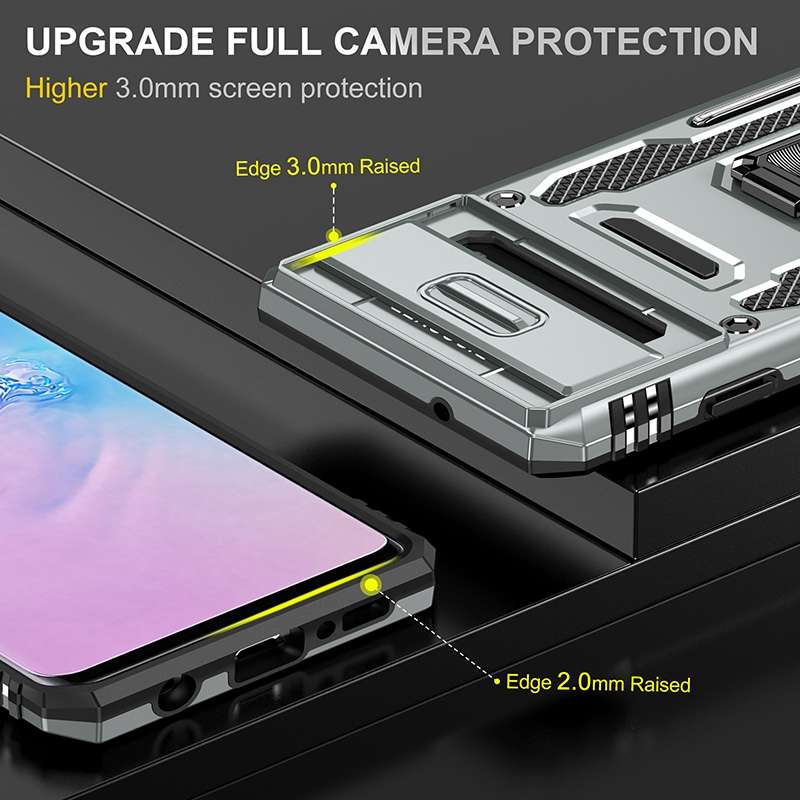 For Samsung Galaxy S10 Armor PC + TPU Camera Shield Phone Case(Light Blue)