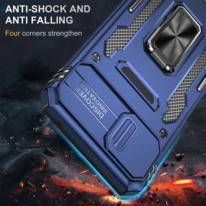 For Samsung Galaxy A22 5G Armor PC + TPU Camera Shield Phone Case(Black)