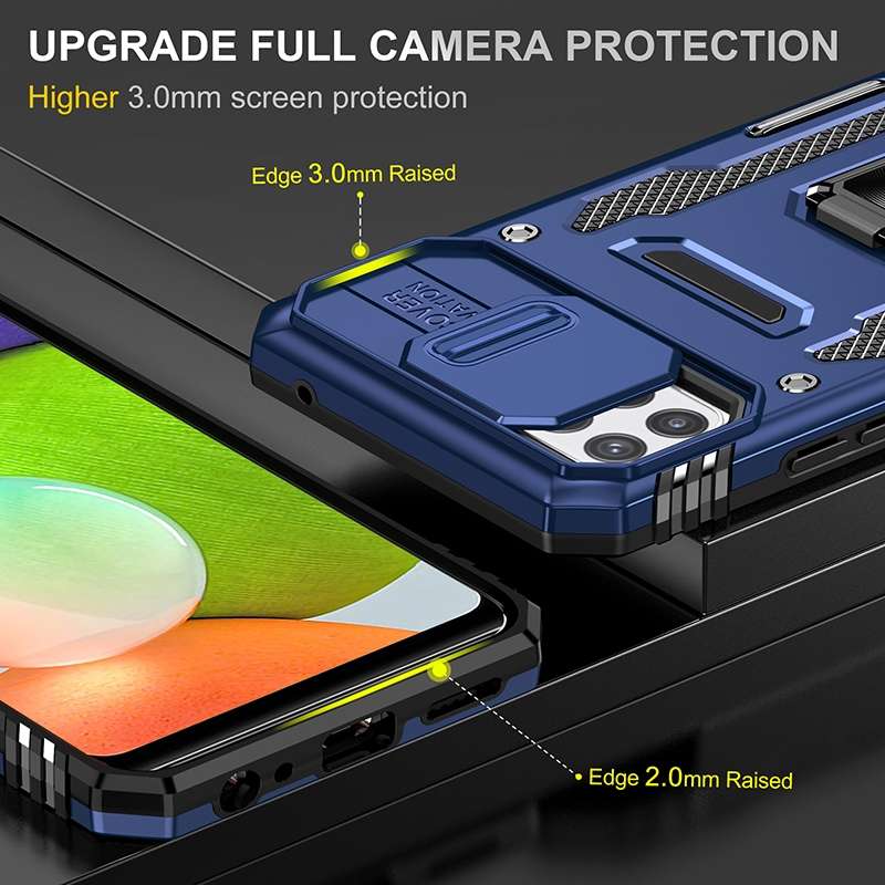 For Samsung Galaxy A22 5G Armor PC + TPU Camera Shield Phone Case(Black)