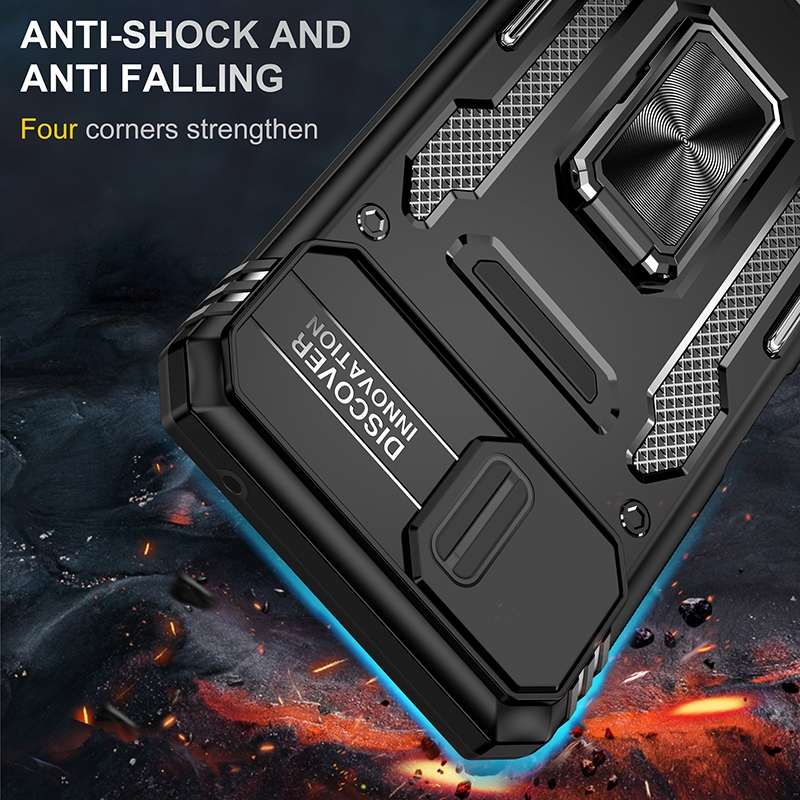 For Samsung Galaxy A22 5G Armor PC + TPU Camera Shield Phone Case(Black)