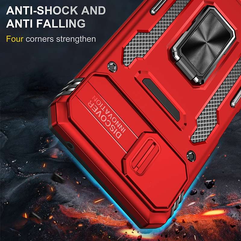 For Samsung Galaxy A22 5G Armor PC + TPU Camera Shield Phone Case(Black)
