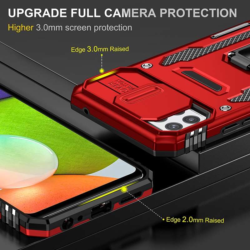 For Samsung Galaxy A22 5G Armor PC + TPU Camera Shield Phone Case(Black)