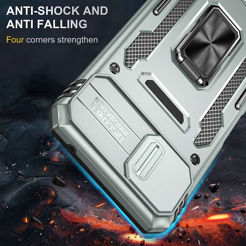 For Samsung Galaxy A22 5G Armor PC + TPU Camera Shield Phone Case(Black)