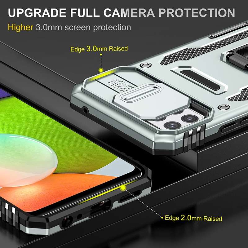 For Samsung Galaxy A22 5G Armor PC + TPU Camera Shield Phone Case(Black)