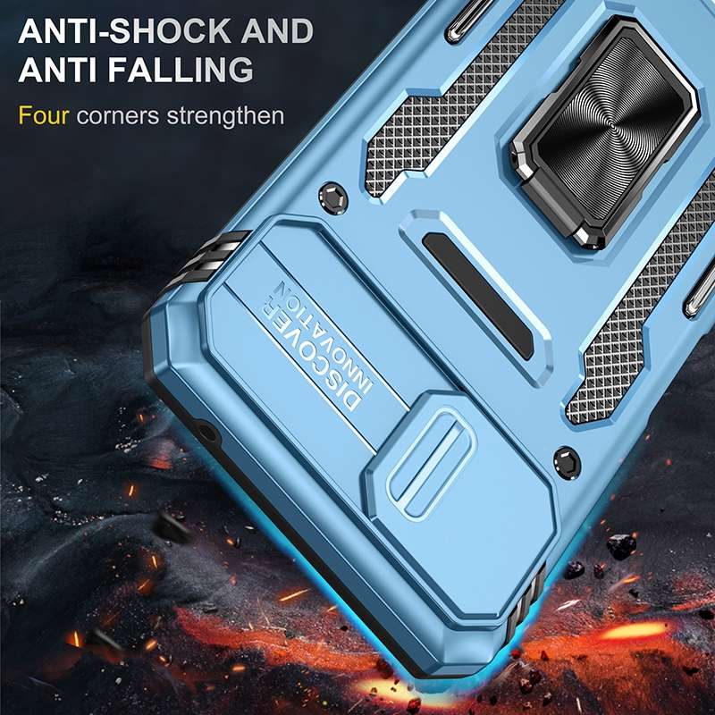 For Samsung Galaxy A22 5G Armor PC + TPU Camera Shield Phone Case(Black)