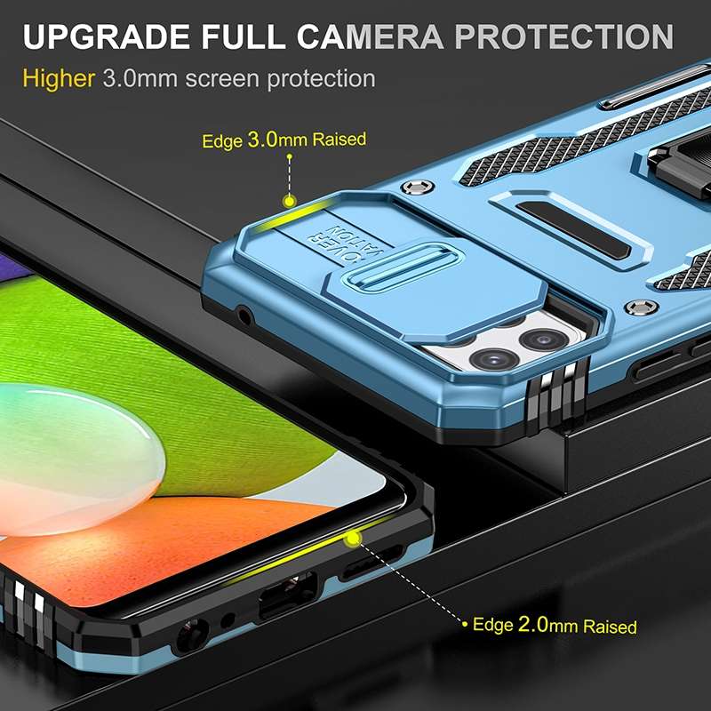 For Samsung Galaxy A22 5G Armor PC + TPU Camera Shield Phone Case(Black)