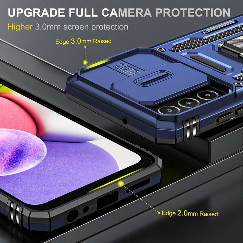 For Samsung Galaxy A03s Armor PC + TPU Camera Shield Phone Case(Grey)