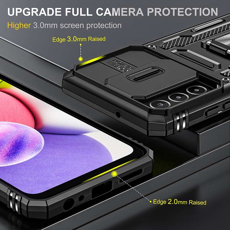 For Samsung Galaxy A03s Armor PC + TPU Camera Shield Phone Case(Grey)