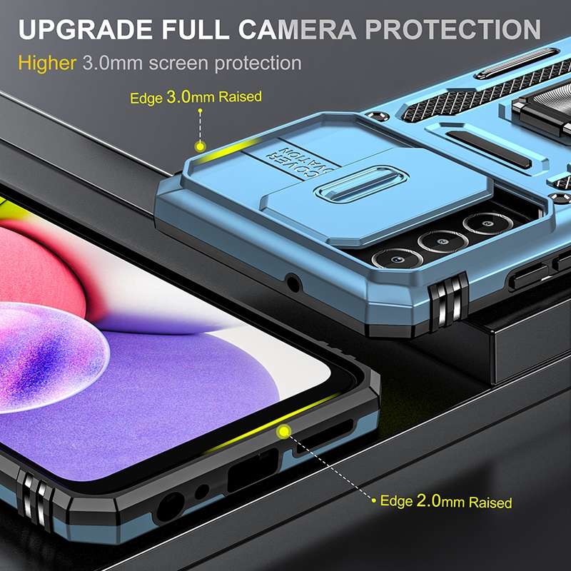 For Samsung Galaxy A03s Armor PC + TPU Camera Shield Phone Case(Grey)