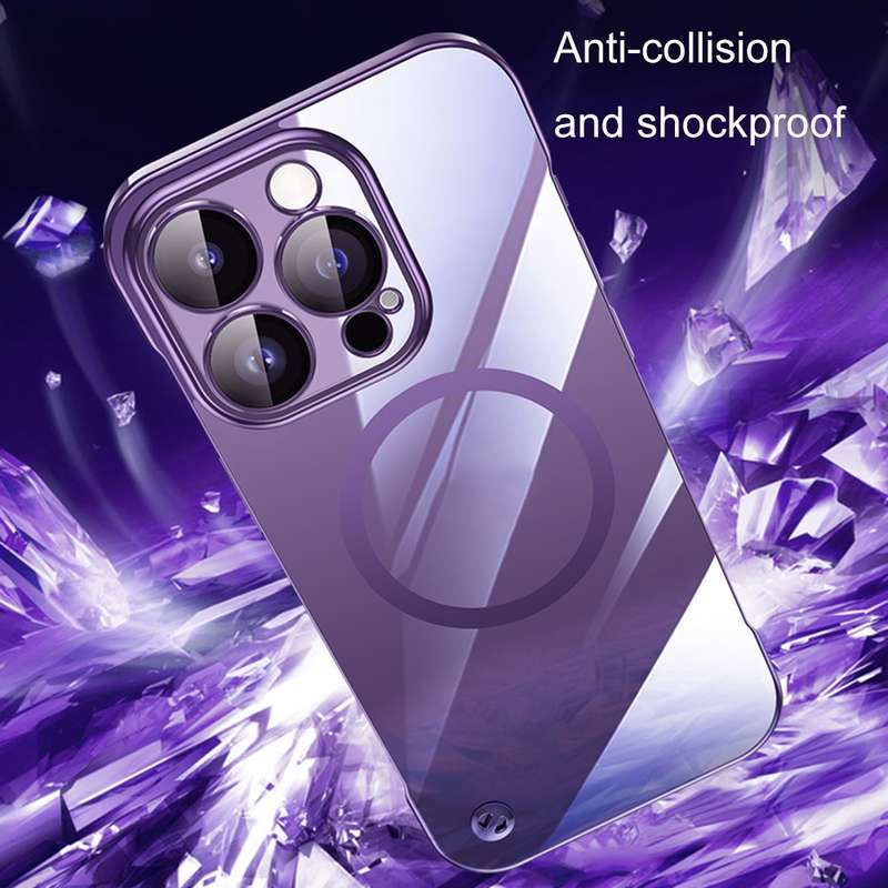 For iPhone 13 Electroplating Frameless Magsafe Magnetic PC Phone Case(Black)