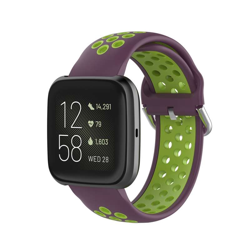 For Fitbit Versa 2 / Versa / Versa Lite 23mm Clasp Two Color Sport Watch Band(Black + Grey)
