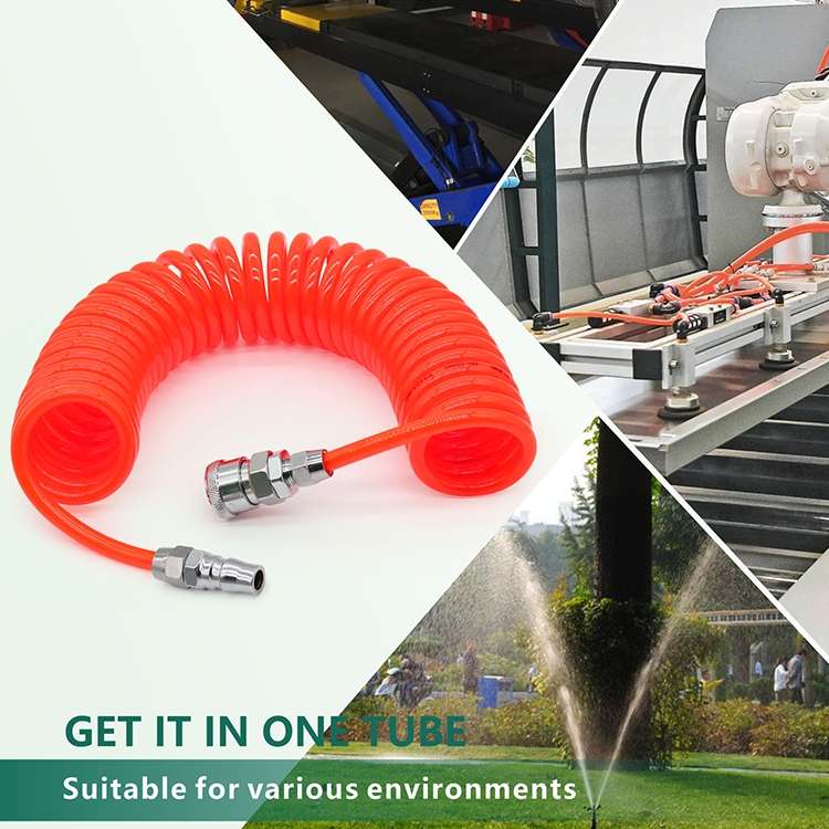 LAIZE Compressor Air Flexible PU Spring Tube with Connector, Specification:10x6.5mm, 15m