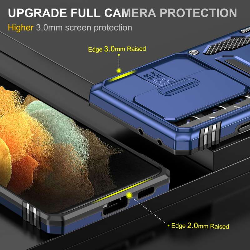 For Samsung Galaxy S23 Ultra 5G Armor PC + TPU Camera Shield Phone Case(Grey)