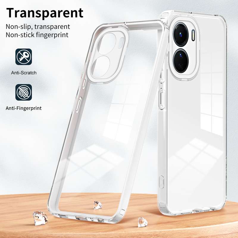 For vivo Y16 3 in 1 Clear TPU Color PC Frame Phone Case(Purple)
