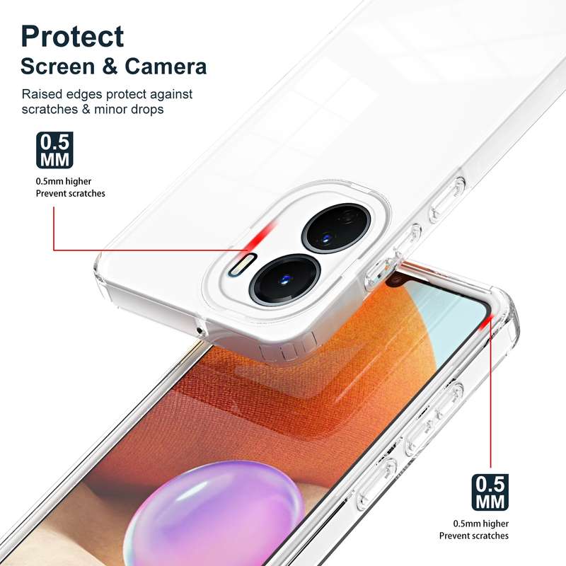For vivo Y16 3 in 1 Clear TPU Color PC Frame Phone Case(Purple)