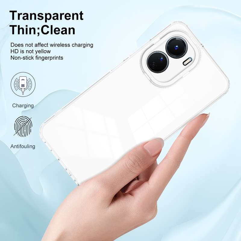 For vivo Y16 3 in 1 Clear TPU Color PC Frame Phone Case(Purple)