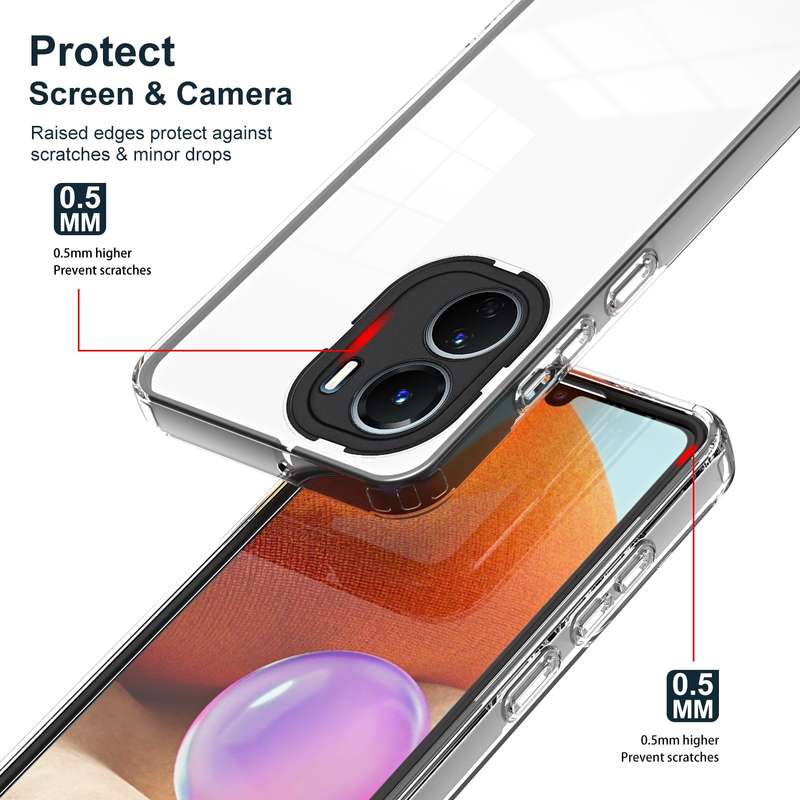 For vivo Y16 3 in 1 Clear TPU Color PC Frame Phone Case(Purple)