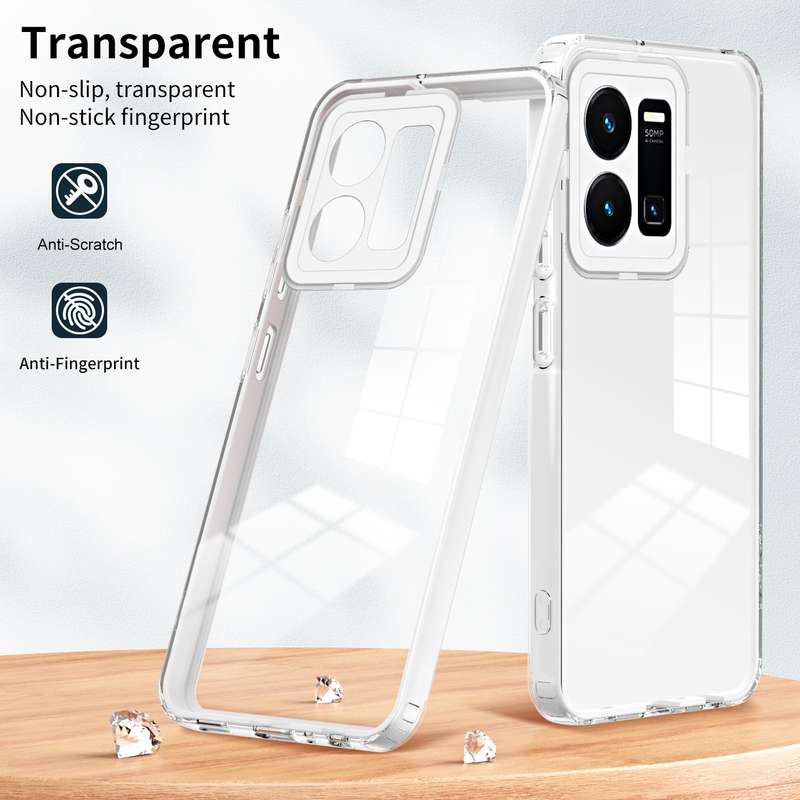 For vivo Y35 4G 2022 Global / Y22 4G 3 in 1 Clear TPU Color PC Frame Phone Case(Purple)