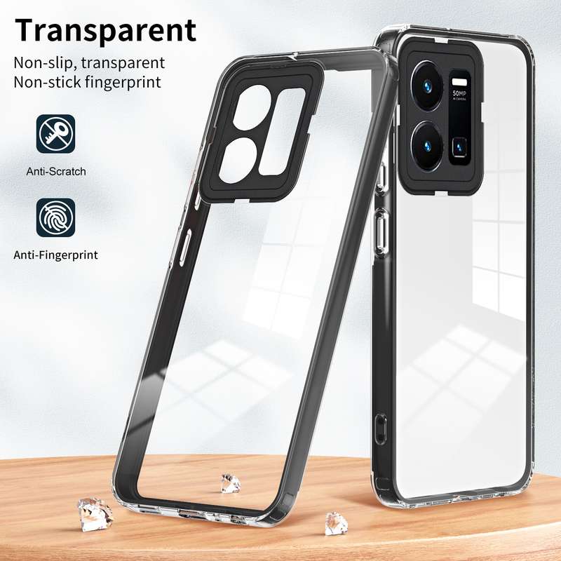 For vivo Y35 4G 2022 Global / Y22 4G 3 in 1 Clear TPU Color PC Frame Phone Case(Purple)