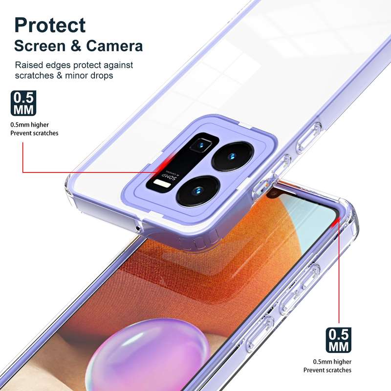 For vivo Y35 4G 2022 Global / Y22 4G 3 in 1 Clear TPU Color PC Frame Phone Case(Purple)