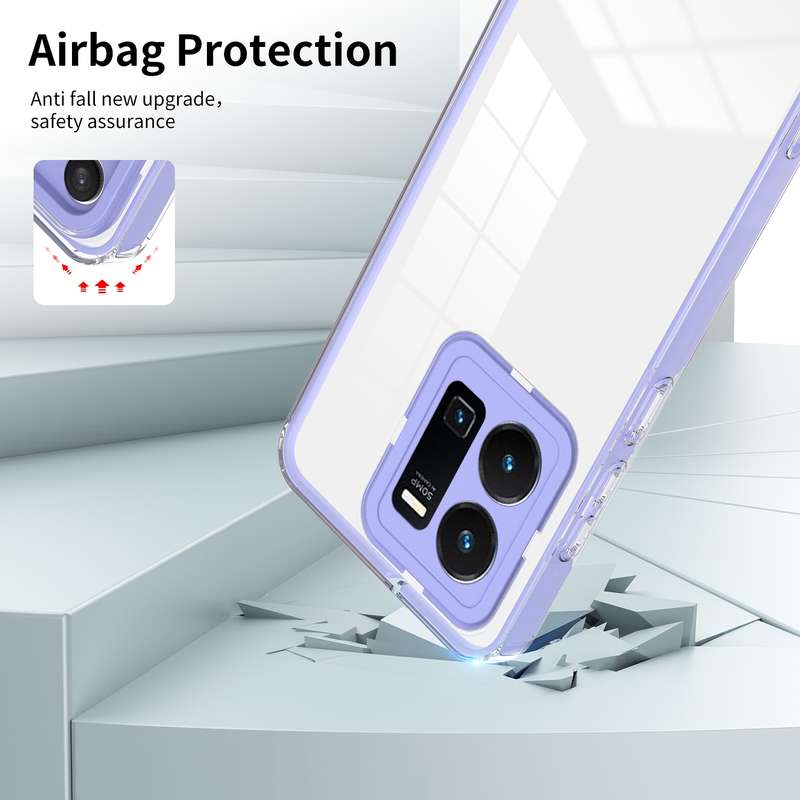 For vivo Y16 3 in 1 Clear TPU Color PC Frame Phone Case(Purple)