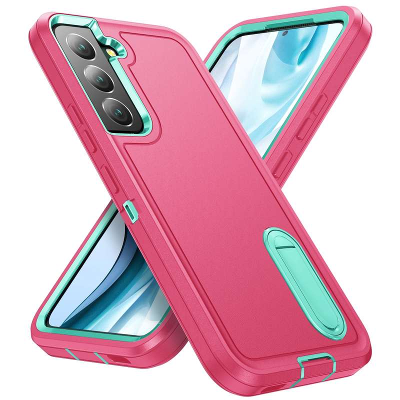 For Samsung Galaxy S23 5G 3 in 1 Rugged Holder Phone Case(Transparent)