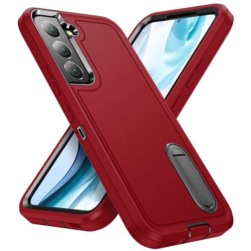 For Samsung Galaxy S23 5G 3 in 1 Rugged Holder Phone Case(Transparent)