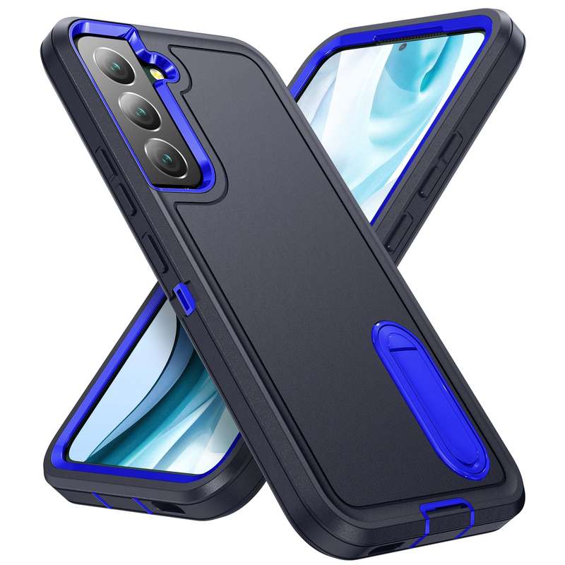 For Samsung Galaxy S23 5G 3 in 1 Rugged Holder Phone Case(Transparent)