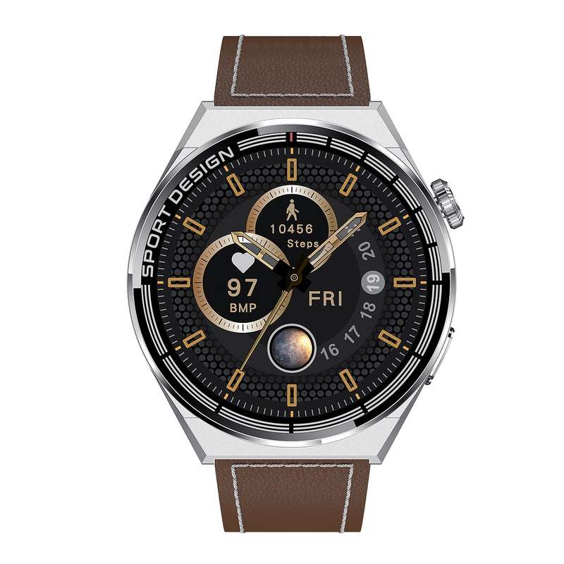 MD3MAX 1.39 inch Round Screen Leather Strap Smart Watch Supports Heart Rate Monitoring/Blood Oxygen