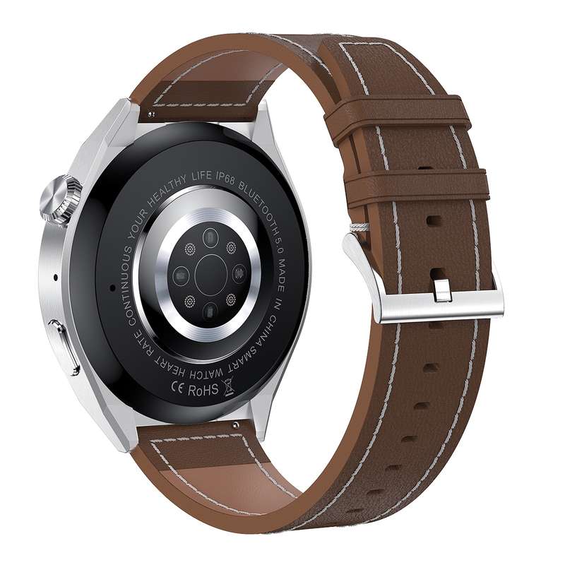 MD3MAX 1.39 inch Round Screen Leather Strap Smart Watch Supports Heart Rate Monitoring/Blood Oxygen