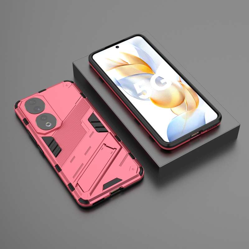 For Honor 90 Punk Armor PC + TPU Phone Case with Holder(White)