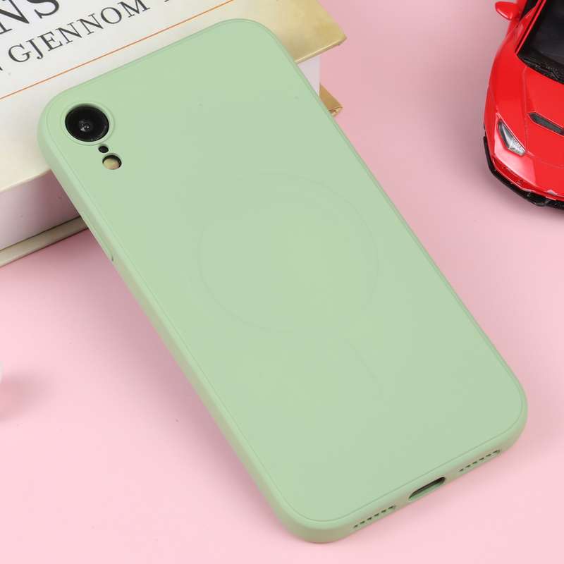 For iPhone XR Liquid Silicone Full Coverage Shockproof Magsafe Phone Case(Deep Green)