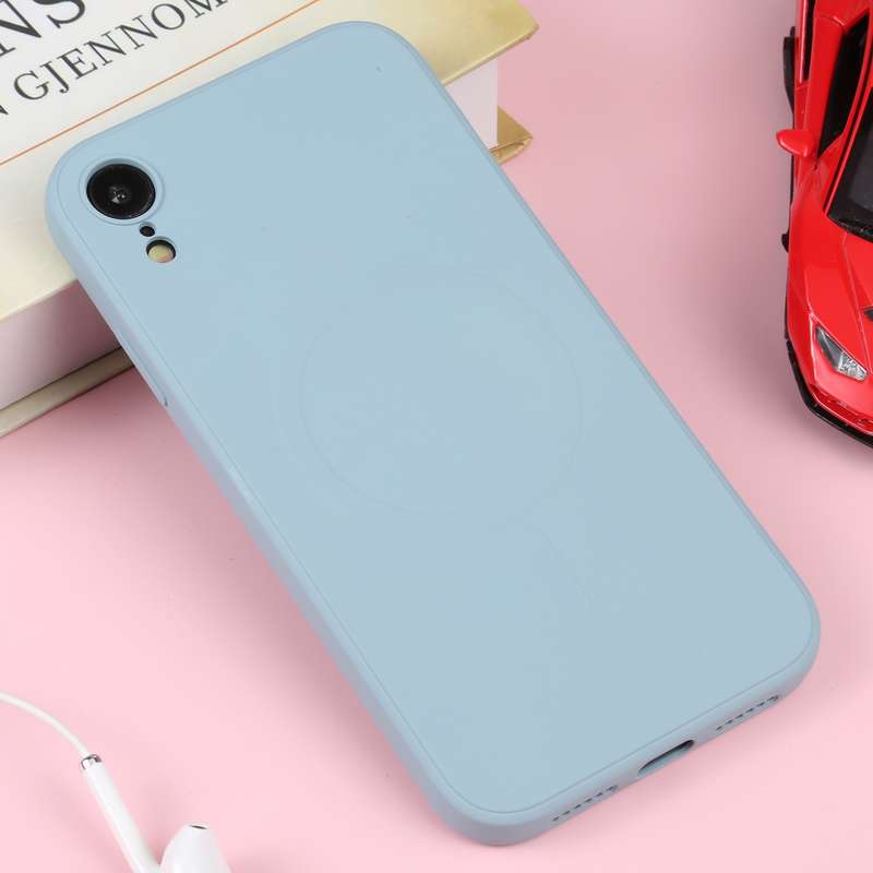 For iPhone XR Liquid Silicone Full Coverage Shockproof Magsafe Phone Case(Deep Green)