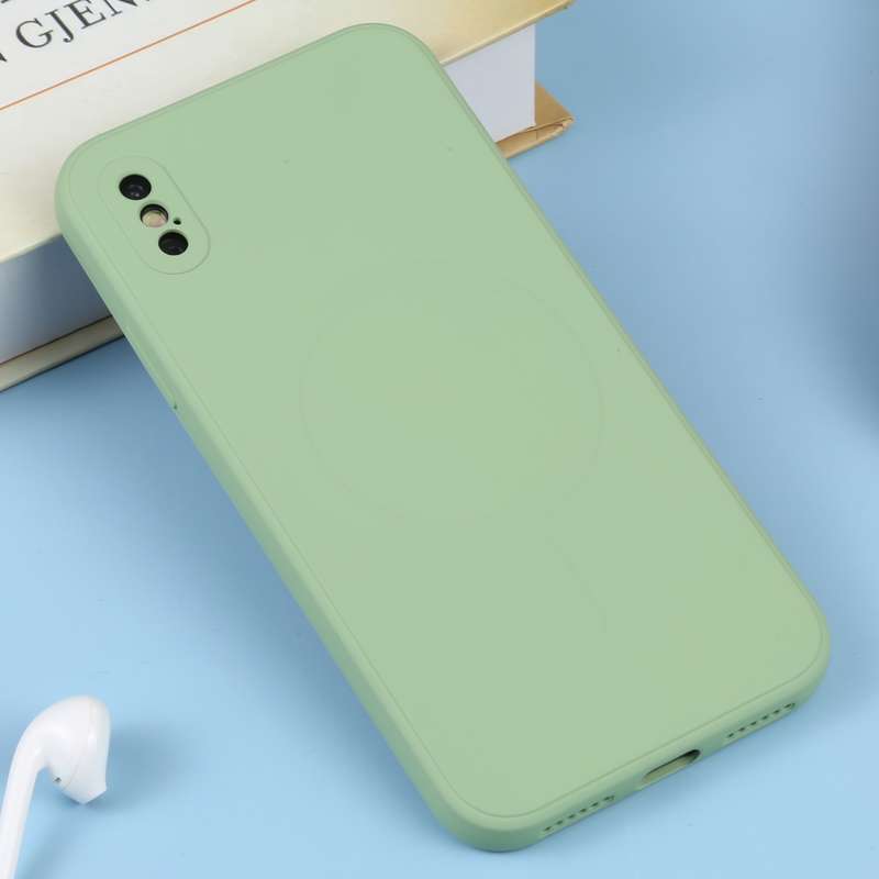 For iPhone XS Max Liquid Silicone Full Coverage Shockproof Magsafe Phone Case(Black)