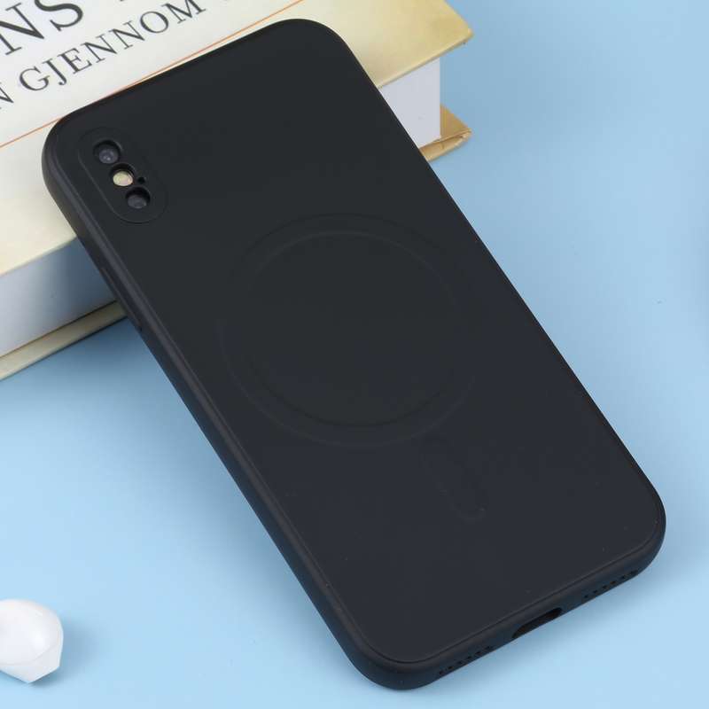 For iPhone XS Max Liquid Silicone Full Coverage Shockproof Magsafe Phone Case(Black)