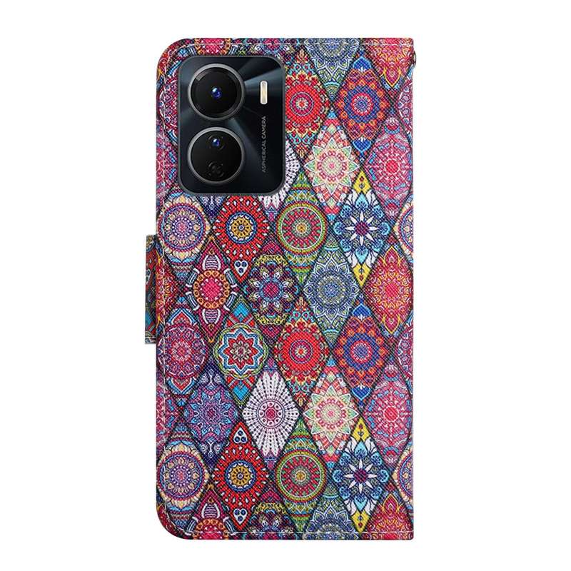For vivo Y16 Colored Drawing Pattern Leather Phone Case(Diamond Kaleidoscope)