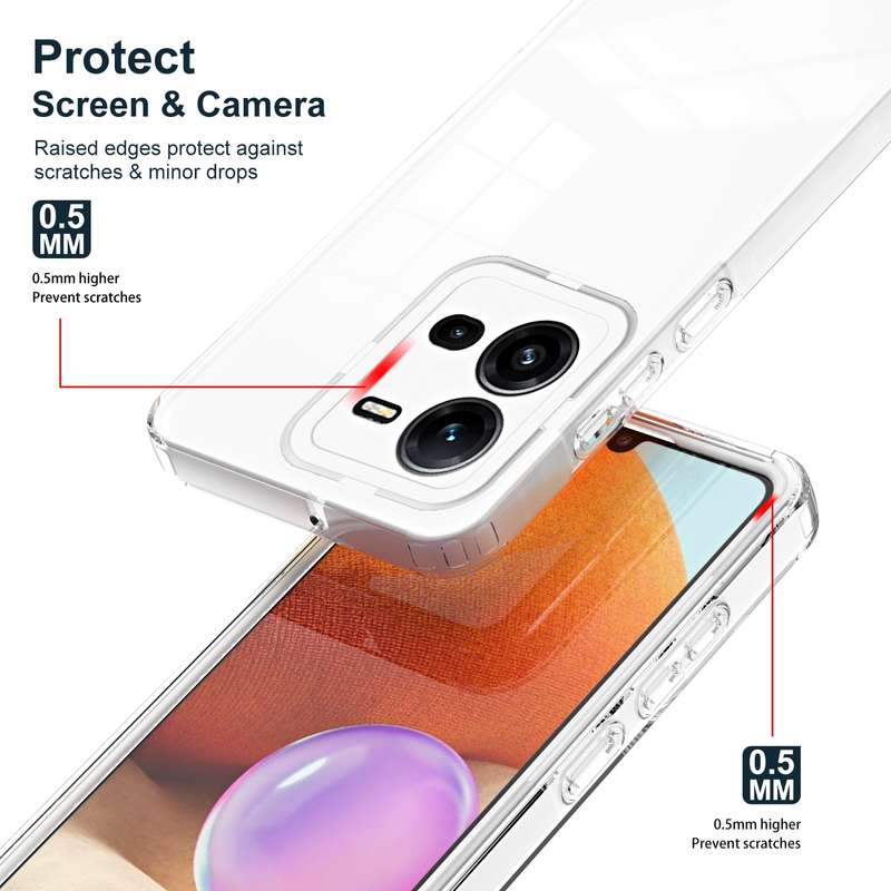 For vivo V25 5G / V25e 4G 3 in 1 Clear TPU Color PC Frame Phone Case(Black)