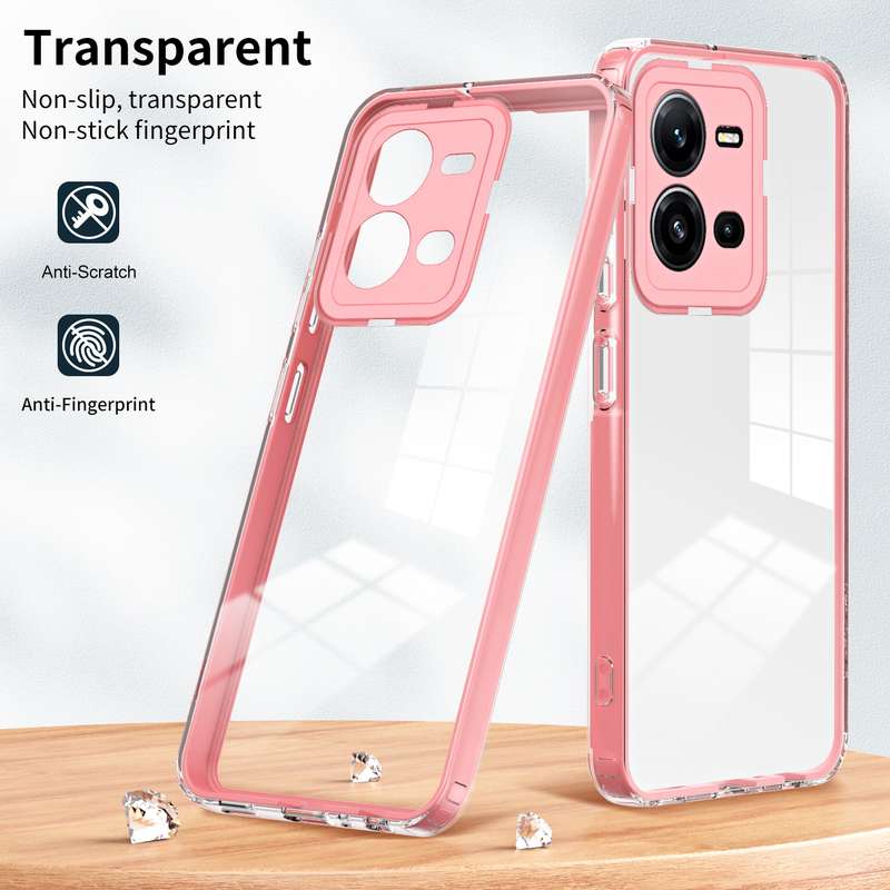 For vivo V25 5G / V25e 4G 3 in 1 Clear TPU Color PC Frame Phone Case(Black)