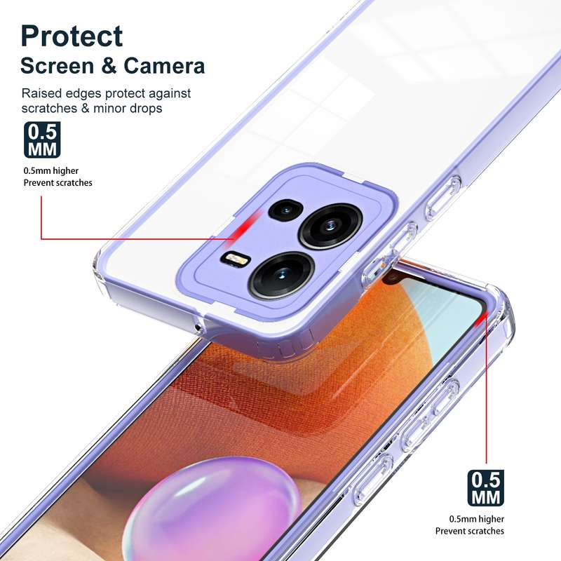 For vivo V25 5G / V25e 4G 3 in 1 Clear TPU Color PC Frame Phone Case(Black)