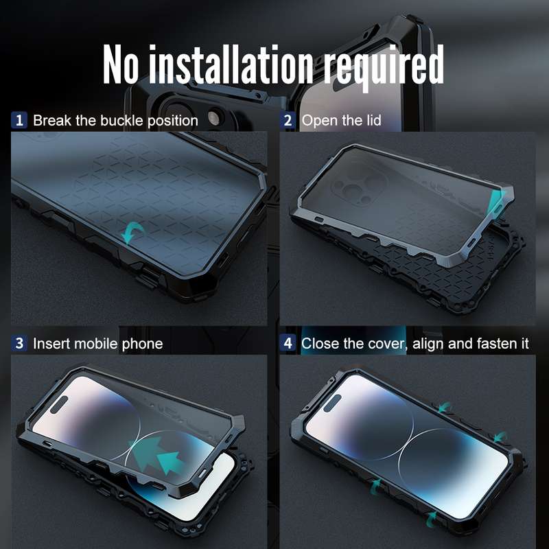 For iPhone 14 Pro Max R-JUST Life Waterproof Dustproof Shockproof Phone Case(Black)