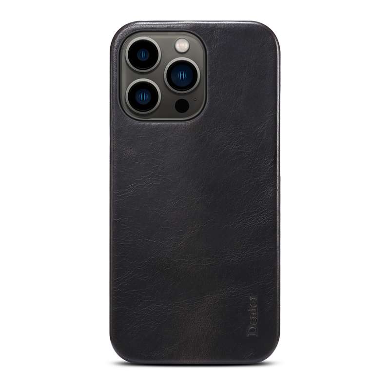 For iPhone 13 Pro Max Denior Oil Wax Cowhide Phone Case(Black)